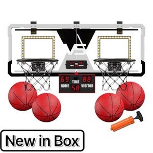 HYES 2-Player Over-the-Door Mini Basketball Game with LED Scoreboard